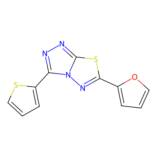 6-(2-Furyl)-3-(2-thienyl)[1,2,4]triazolo[3,4-b][1,3,4]thiadiazole structure