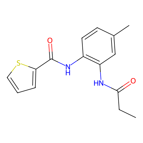N-[4-methyl-2-(propanoylamino)phenyl]thiophene-2-carboxamide structure