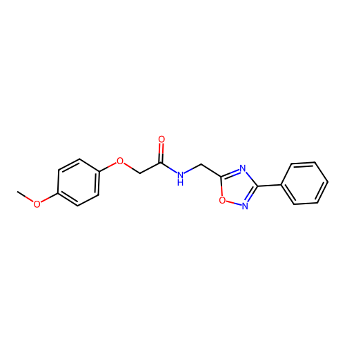 2-(4-methoxyphenoxy)-N-[(3-phenyl-1,2,4-oxadiazol-5-yl)methyl]acetamide structure