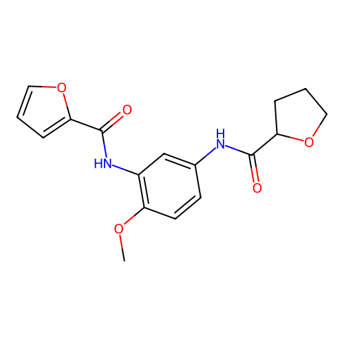 N-[2-methoxy-5-(oxolane-2-carbonylamino)phenyl]furan-2-carboxamide structure
