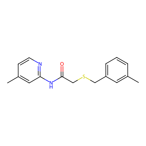 2-[(3-methylphenyl)methylsulfanyl]-N-(4-methylpyridin-2-yl)acetamide structure