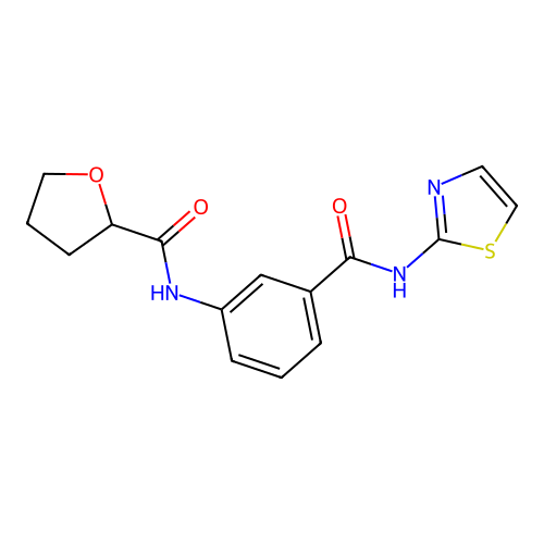 N-[3-(1,3-thiazol-2-ylcarbamoyl)phenyl]oxolane-2-carboxamide structure