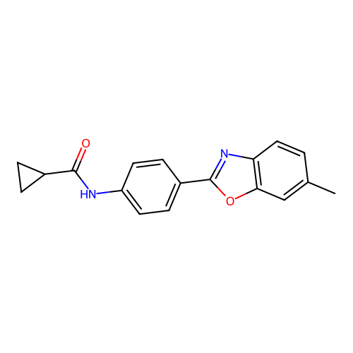 N-[4-(6-methyl-1,3-benzoxazol-2-yl)phenyl]cyclopropanecarboxamide structure