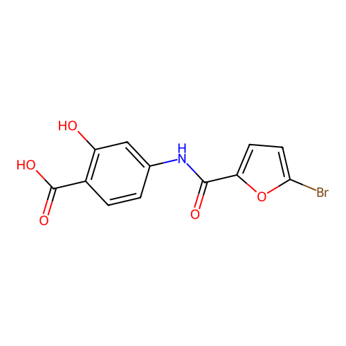 4-{[(5-Bromofuran-2-yl)carbonyl]amino}-2-hydroxybenzoic acid structure