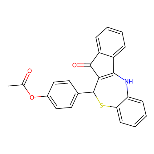 4-(5-hydroxy-6H-benzo[b]indeno[1,2-e][1,4]thiazepin-6-yl)phenyl acetate structure
