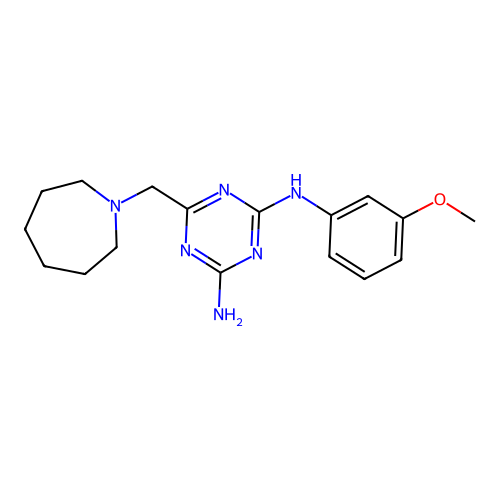 6-(azepan-1-ylmethyl)-N-(3-methoxyphenyl)-1,3,5-triazine-2,4-diamine structure