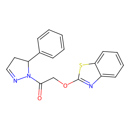 2-(1,3-benzothiazol-2-yloxy)-1-(5-phenyl-4,5-dihydro-1H-pyrazol-1-yl)ethanone structure