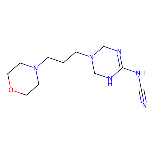 N-(5-(3-morpholinopropyl)-1,4,5,6-tetrahydro-1,3,5-triazin-2-yl)cyanamide structure