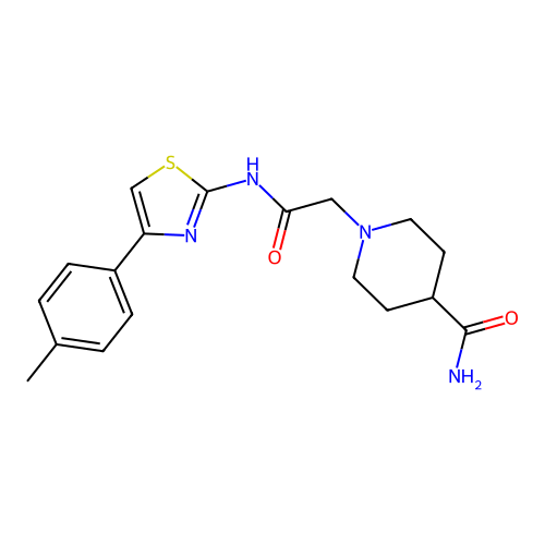 1-[(4-p-Tolyl-thiazol-2-ylcarbamoyl)-methyl]-piperidine-4-carboxylic acid amide structure
