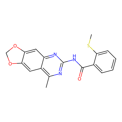 N-(8-methyl[1,3]dioxolo[4,5-g]quinazolin-6-yl)-2-(methylsulfanyl)benzamide structure