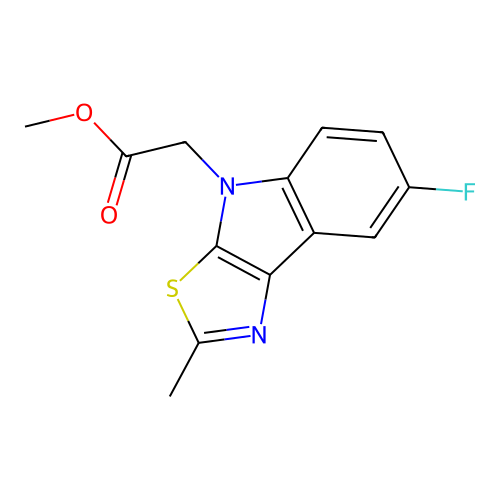 Methyl 2-(7-fluoro-2-methyl-[1,3]thiazolo[5,4-b]indol-4-yl)acetate structure