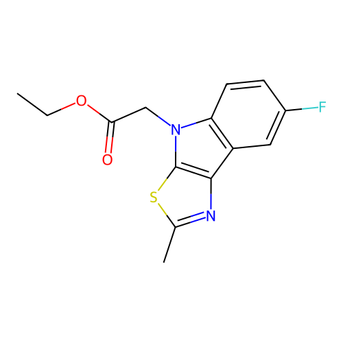 Ethyl 2-(7-fluoro-2-methyl-[1,3]thiazolo[5,4-b]indol-4-yl)acetate structure