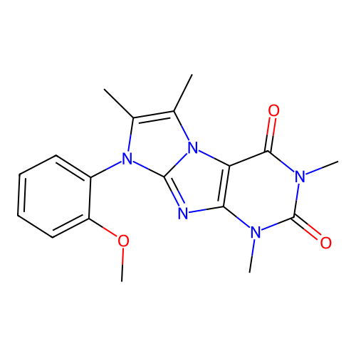 8-(2-methoxyphenyl)-1,3,6,7-tetramethyl-1H-imidazo[2,1-f]purine-2,4(3H,8H)-dione structure