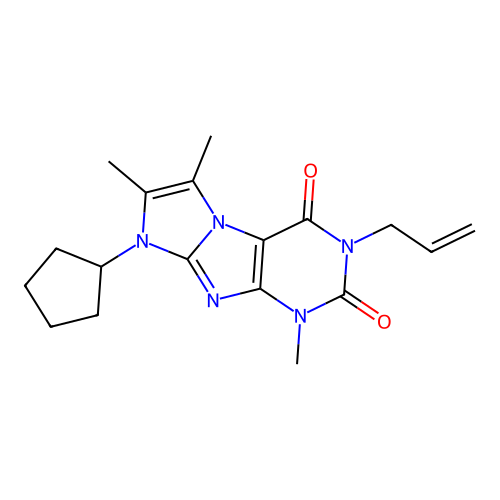 6-Cyclopentyl-4,7,8-trimethyl-2-prop-2-enylpurino[7,8-a]imidazole-1,3-dione structure