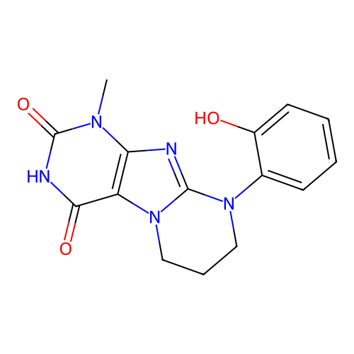 9-(2-hydroxyphenyl)-1-methyl-7,8-dihydro-6H-purino[7,8-a]pyrimidine-2,4-dione structure