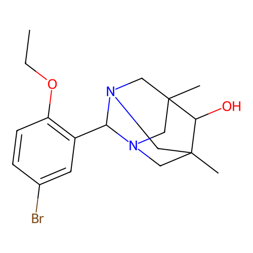 (1r,5R,7S)-2-(5-bromo-2-ethoxyphenyl)-5,7-dimethyl-1,3-diazaadamantan-6-ol structure