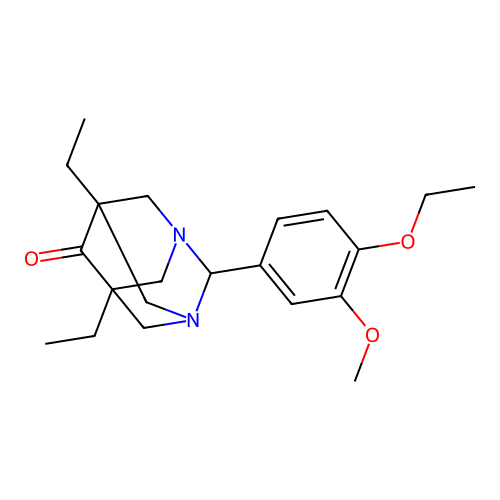 (1r,5R,7S)-2-(4-ethoxy-3-methoxyphenyl)-5,7-diethyl-1,3-diazaadamantan-6-one structure
