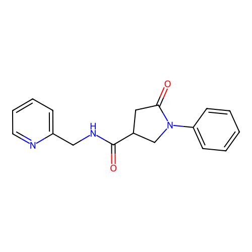 5-oxo-1-phenyl-N-(pyridin-2-ylmethyl)pyrrolidine-3-carboxamide structure