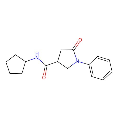 N-cyclopentyl-5-oxo-1-phenylpyrrolidine-3-carboxamide structure
