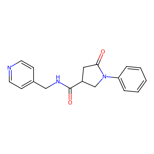 5-oxo-1-phenyl-N-(pyridin-4-ylmethyl)pyrrolidine-3-carboxamide structure