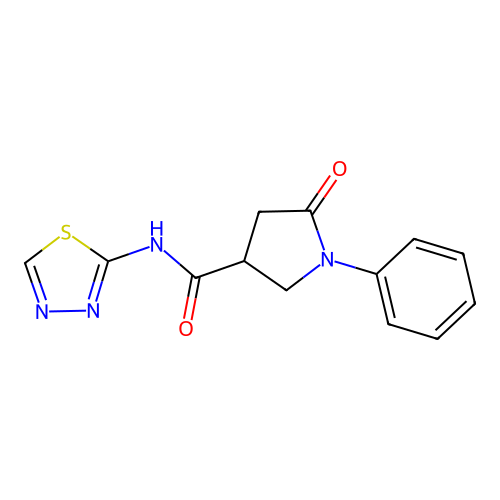 5-oxo-1-phenyl-N-(1,3,4-thiadiazol-2-yl)pyrrolidine-3-carboxamide structure
