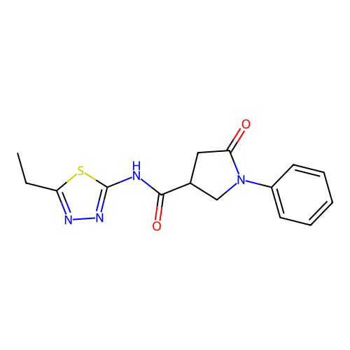 N-(5-ethyl-1,3,4-thiadiazol-2-yl)-5-oxo-1-phenylpyrrolidine-3-carboxamide structure