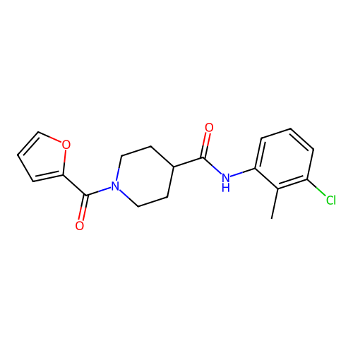 N-(3-chloro-2-methylphenyl)-1-(furan-2-carbonyl)piperidine-4-carboxamide structure