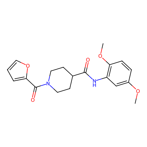 N-(2,5-dimethoxyphenyl)-1-(furan-2-carbonyl)piperidine-4-carboxamide structure