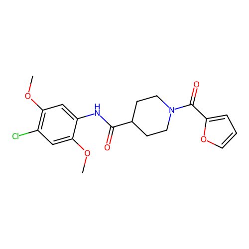 N-(4-chloro-2,5-dimethoxyphenyl)-1-(furan-2-carbonyl)piperidine-4-carboxamide structure