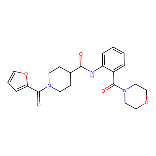 1-(furan-2-carbonyl)-N-[2-(morpholine-4-carbonyl)phenyl]piperidine-4-carboxamide structure
