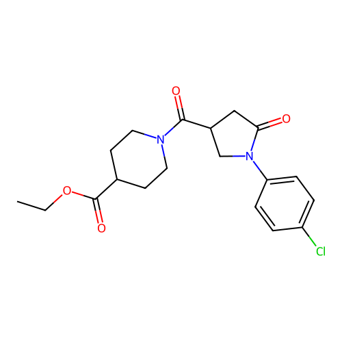 Ethyl 1-[1-(4-chlorophenyl)-5-oxopyrrolidine-3-carbonyl]piperidine-4-carboxylate structure