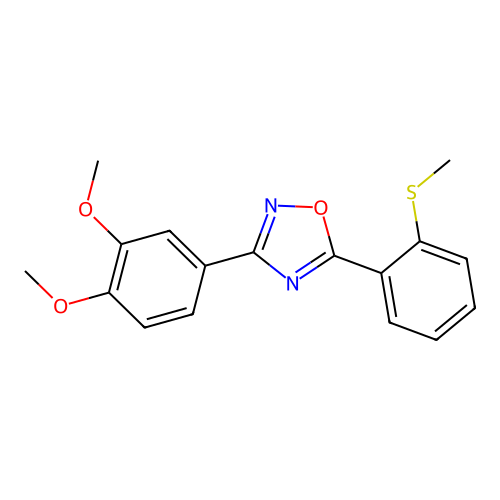 3-(3,4-Dimethoxyphenyl)-5-(2-methylsulfanylphenyl)-1,2,4-oxadiazole structure