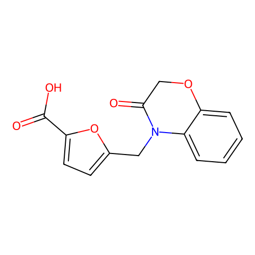 5-[(3-Oxo-1,4-benzoxazin-4-yl)methyl]furan-2-carboxylic acid structure