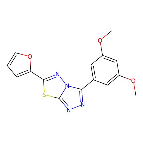 3-(3,5-Dimethoxyphenyl)-6-(furan-2-yl)-[1,2,4]triazolo[3,4-b][1,3,4]thiadiazole structure