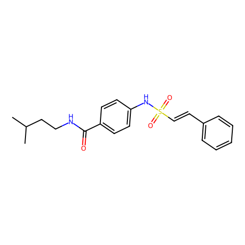 N-(3-methylbutyl)-4-(2-phenylethenesulfonamido)benzamide structure