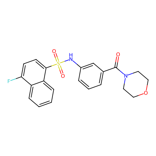 4-fluoro-N-[3-(morpholine-4-carbonyl)phenyl]naphthalene-1-sulfonamide structure
