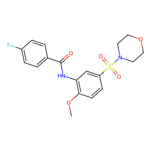 4-fluoro-N-(2-methoxy-5-morpholin-4-ylsulfonylphenyl)benzamide structure