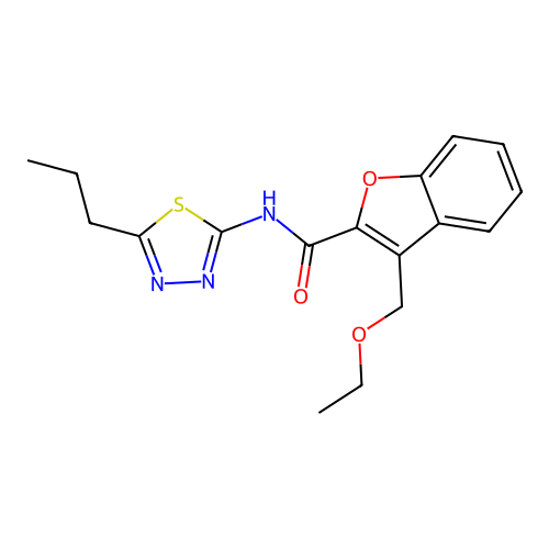 3-(ethoxymethyl)-N-(5-propyl-1,3,4-thiadiazol-2-yl)-1-benzofuran-2-carboxamide structure