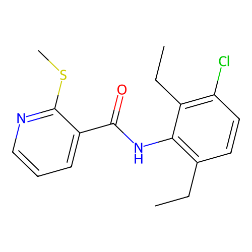 N-(3-chloro-2,6-diethylphenyl)-2-(methylsulfanyl)pyridine-3-carboxamide structure