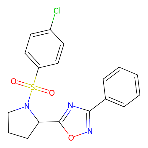 5-[1-(4-Chlorophenyl)sulfonylpyrrolidin-2-yl]-3-phenyl-1,2,4-oxadiazole structure