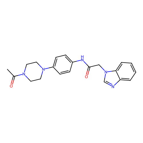 N-[4-(4-acetylpiperazin-1-yl)phenyl]-2-(benzimidazol-1-yl)acetamide structure