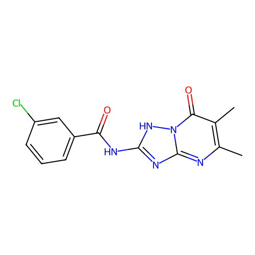 3-chloro-N-(7-hydroxy-5,6-dimethyl[1,2,4]triazolo[1,5-a]pyrimidin-2-yl)benzamide structure