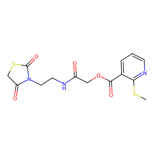 [2-[2-(2,4-dioxo-1,3-thiazolidin-3-yl)ethylamino]-2-oxoethyl] 2-methylsulfanylpyridine-3-carboxylate structure