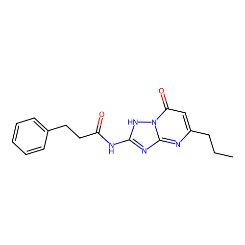 N-(7-hydroxy-5-propyl[1,2,4]triazolo[1,5-a]pyrimidin-2-yl)-3-phenylpropanamide structure