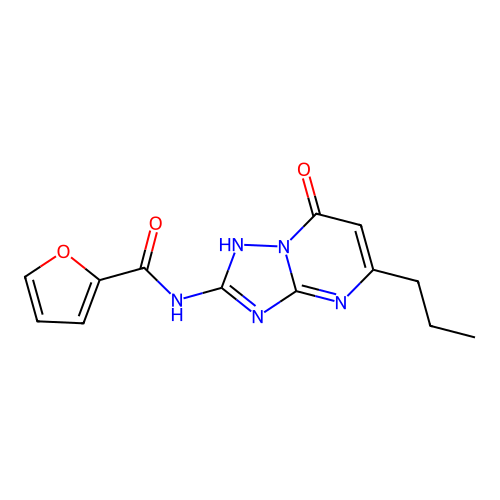 N-(7-oxo-5-propyl-1H-[1,2,4]triazolo[1,5-a]pyrimidin-2-yl)furan-2-carboxamide structure
