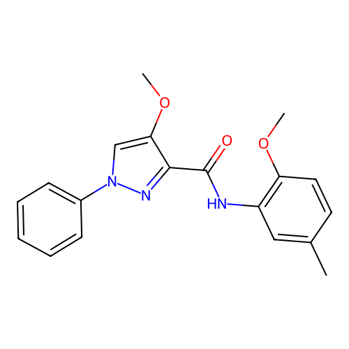 4-methoxy-N-(2-methoxy-5-methylphenyl)-1-phenylpyrazole-3-carboxamide structure