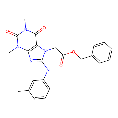 Benzyl 2-[1,3-dimethyl-8-(3-methylanilino)-2,6-dioxopurin-7-yl]acetate structure