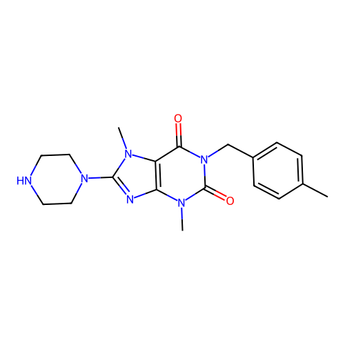 3,7-Dimethyl-1-[(4-methylphenyl)methyl]-8-piperazin-1-ylpurine-2,6-dione structure