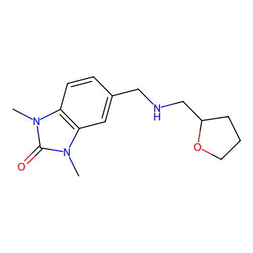 1,3-Dimethyl-5-{[(tetrahydro-furan-2-ylmethyl)-amino]-methyl}-1,3-dihydro-benzoimidazol-2-one structure