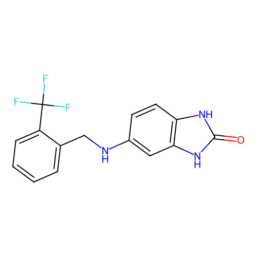 5-{[2-(trifluoromethyl)benzyl]amino}-1,3-dihydro-2H-benzimidazol-2-one structure